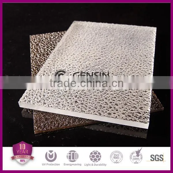 1.8mm Embossed Sheet Polycarbonate UV Coating 100% Virgin GE Raw Material 1220*30500mm In Roll Wholesale Low Price High Quality