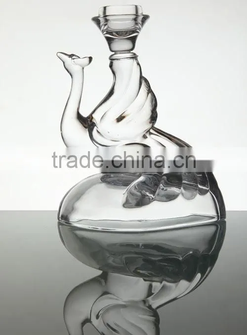 Glass candle holder,animal peafowl shape,crystal candle holders