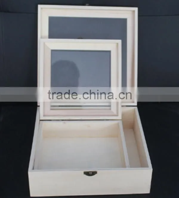 FSC carved decorative fancy wooden candy storage boxes with heart window for christmas gift