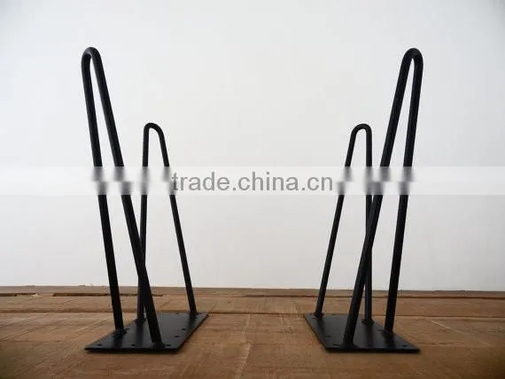 Metal furniture parts solid steel 16 inch twin hairpin leg bench bases