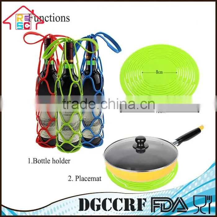 NBRSC Portable Silicone Flexible Win Beer Bottle Can Holder Mesh Bag Desk Mat Placemat