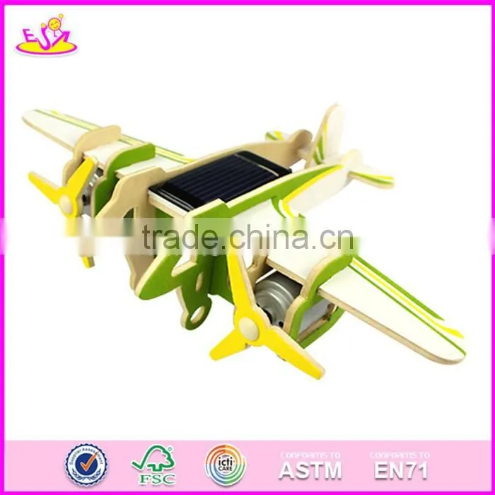 2017 New design diy assemble children wooden toy airplanes W03B065
