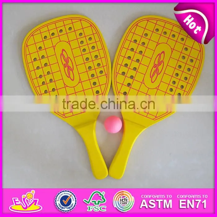 2015 High quality wooden beach paddle with printing,Summer kid beach tennis paddle,Wooden Beach Paddle with plastic tray W01A105
