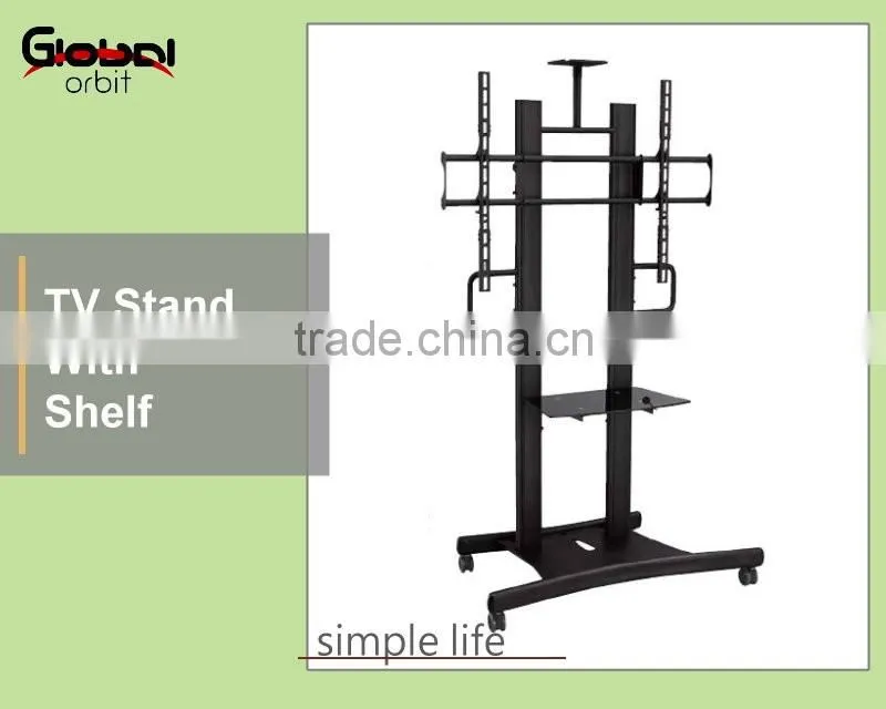 Metal Plasma Monitor Metal Display Holder Rotated TV Stand With Shelf