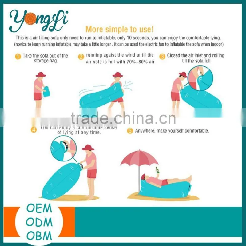 Factory Direct Sale USA Durable Fabric Inflatable Air Lounge Sofa Bed