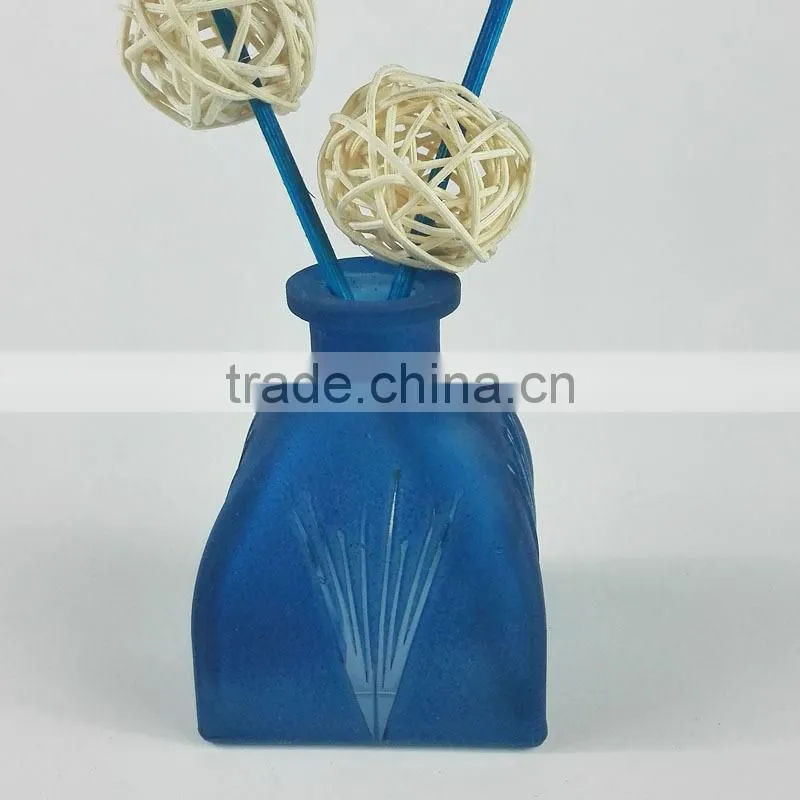 green and blue yurt glass bottle for 50ml reed diffuser with cork/glass stopper