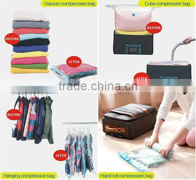 PE plastic vacuum storage printable clothing bag save space