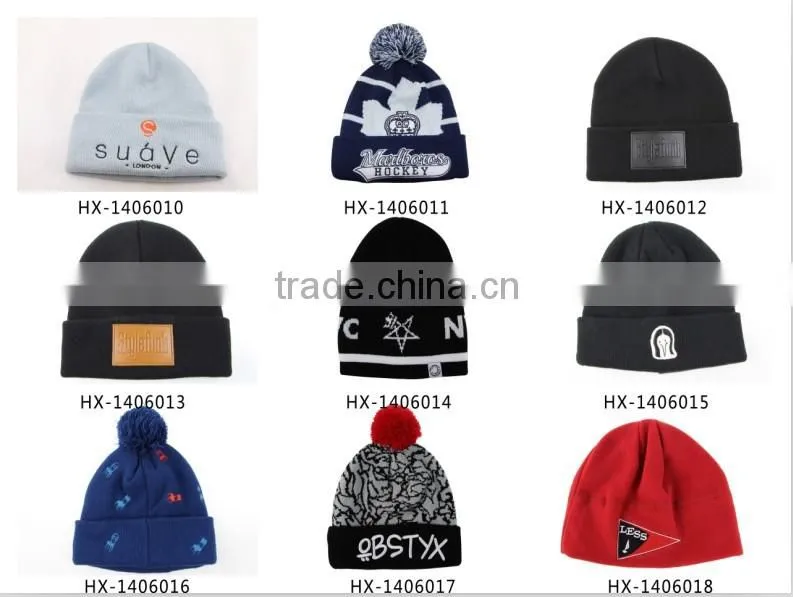 Wholesale High Quality Hip Hop Custom Leather Patch Beanies