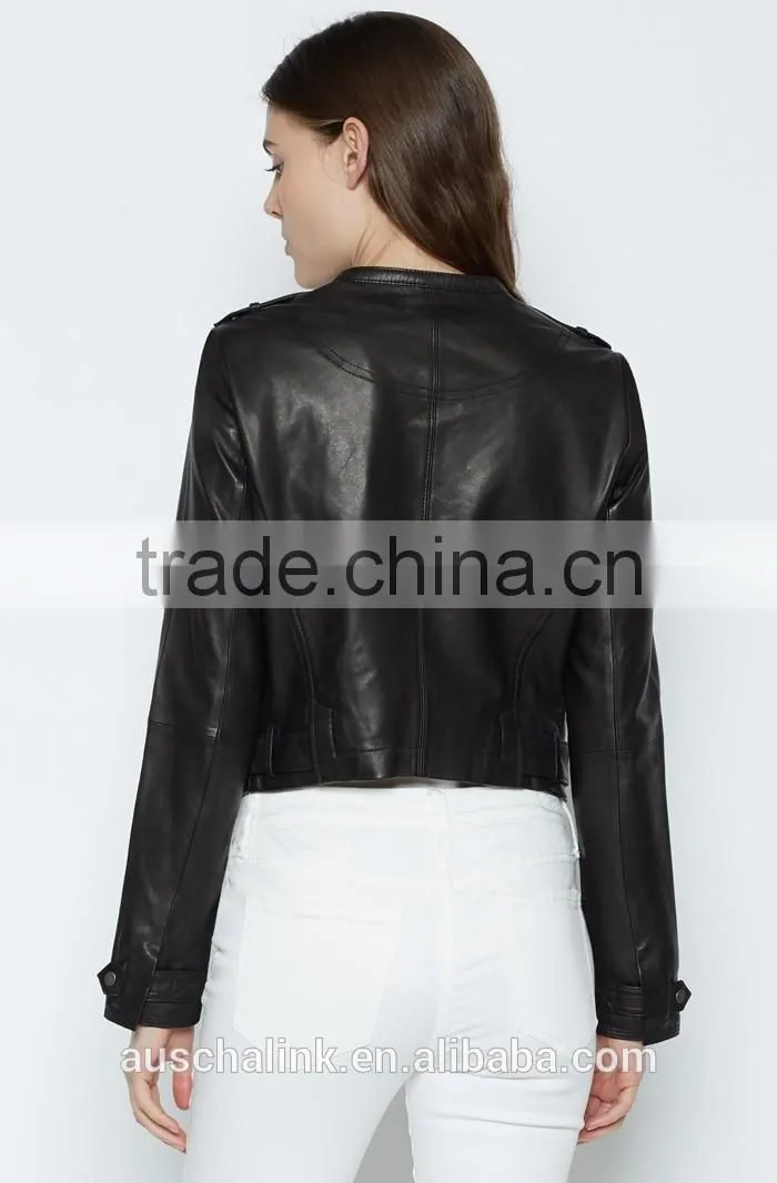 latest fashion design women leather jacket customized 2016