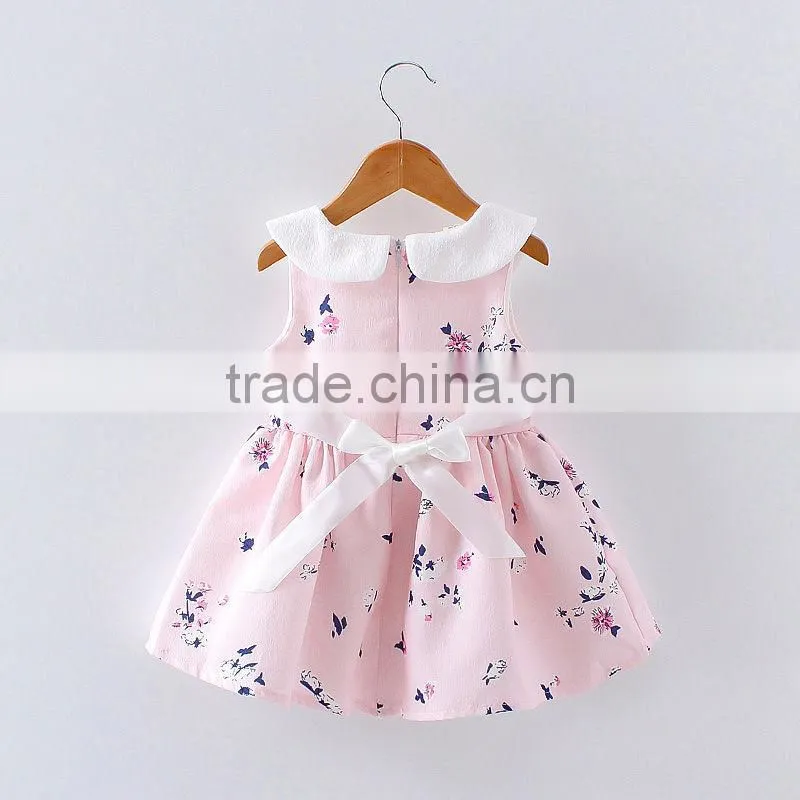 New design Hot sale summer 2017 baby clothes wholesale printing cotton clothing boutique custom kids baby birthday girl dress