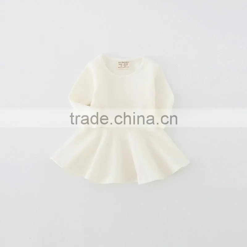 Wholesale baby girl spring dress solid color long sleeve dress winter girls plain cotton dresses
