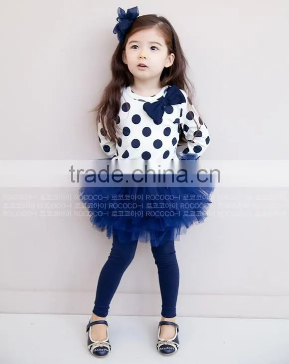 new autumn girls clothing sets baby girls long sleeve polka dots t shirts+skirts-legging baby girls outfits