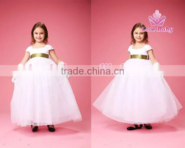 Baby Girls White Party Wedding Elegant Short Sleeves Maxi Dresses