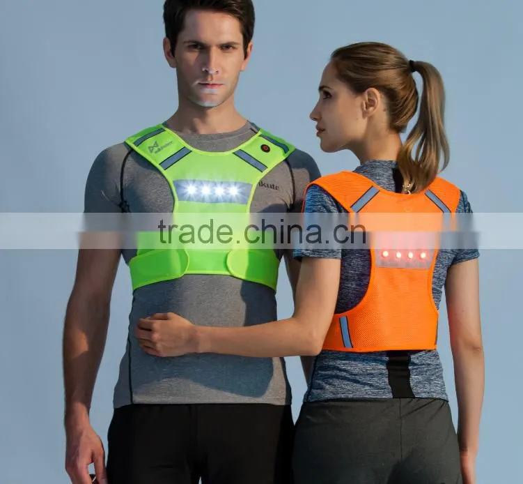 High visibility traffic night sports mesh running jogging cycling led vest