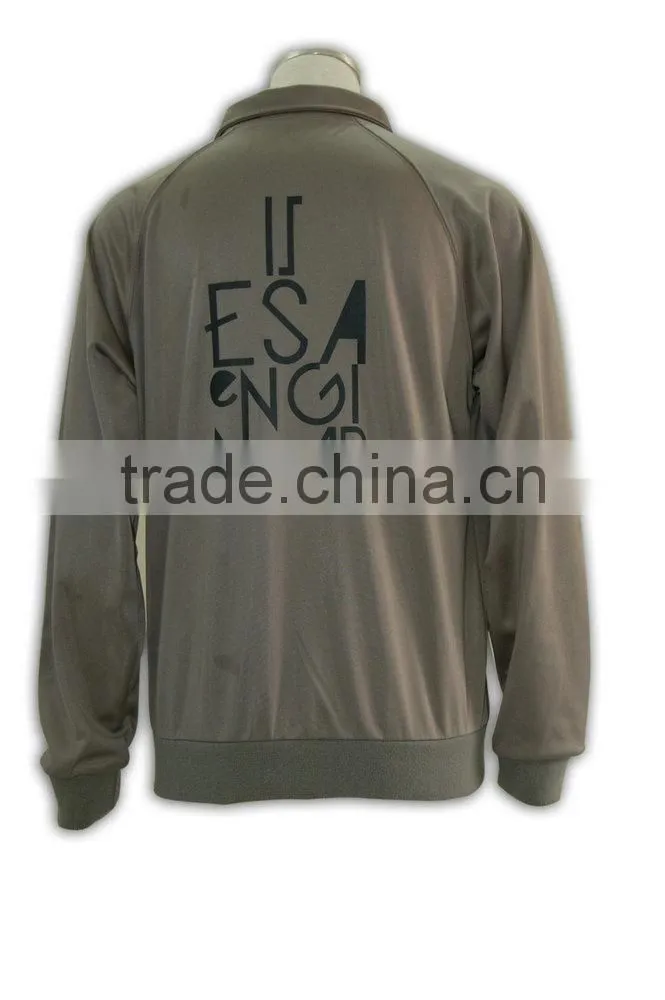 Logo printed Grey color zipper-up long sleeve sports jersey