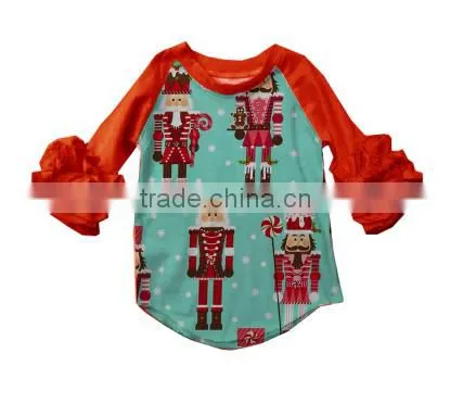 new wholesale kids clothing baby girls long sleeve deer raglan shirt toddler girls tee shirt for christmas