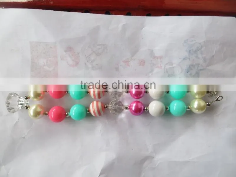 XF-384 Fashionable Wholesale Kids Jewelry Little Girl Princess Pendnat Bubblegum Bead Necklace For Sale