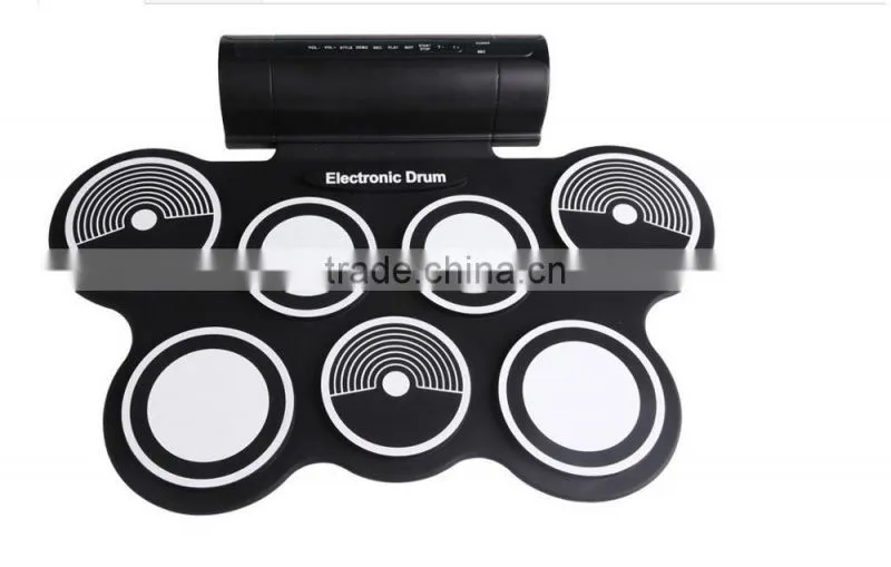 2016 Christmas Gift Musical Instruments Flexible Hand Roll mini usb silicon foldable electronic drum kit with speaker