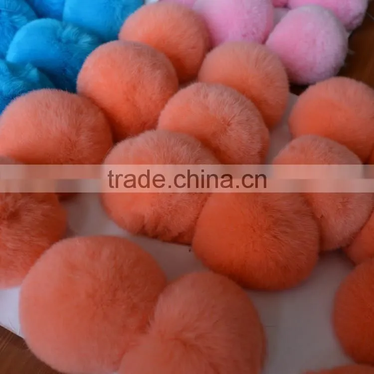 SJ748-01 8CM Colorful Rex Rabbit Fur Ball Wholesale Fur Pom pom