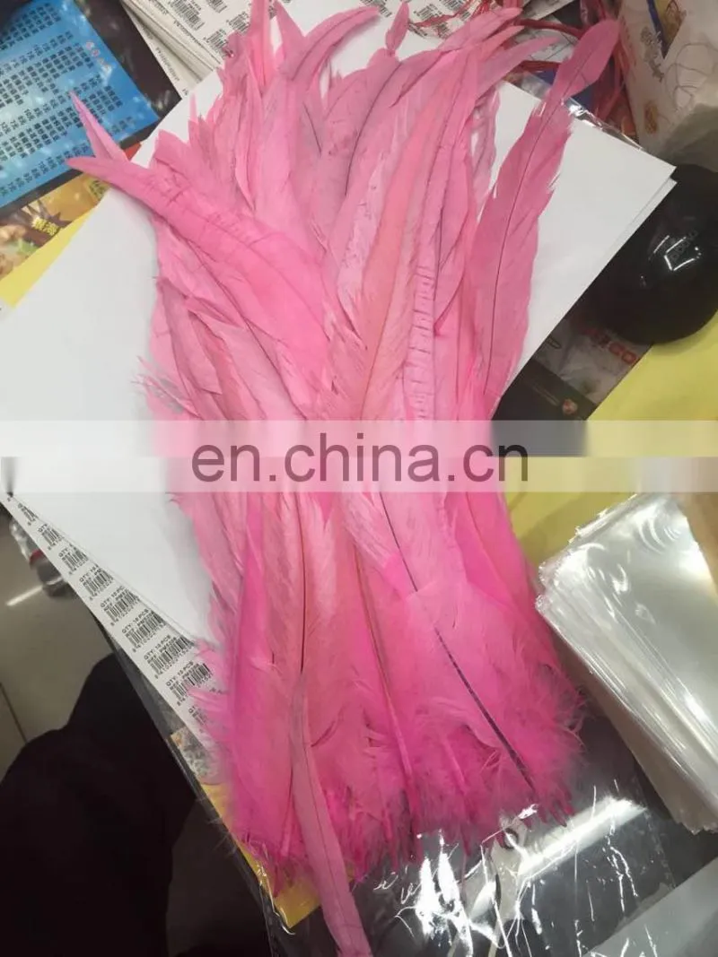Wholesale 30-40cm bright pink rooster tail feathers