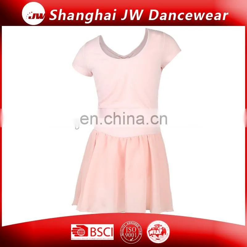 wholesale gymnastics leotards with chiffon skirt, girls short ballet leotard