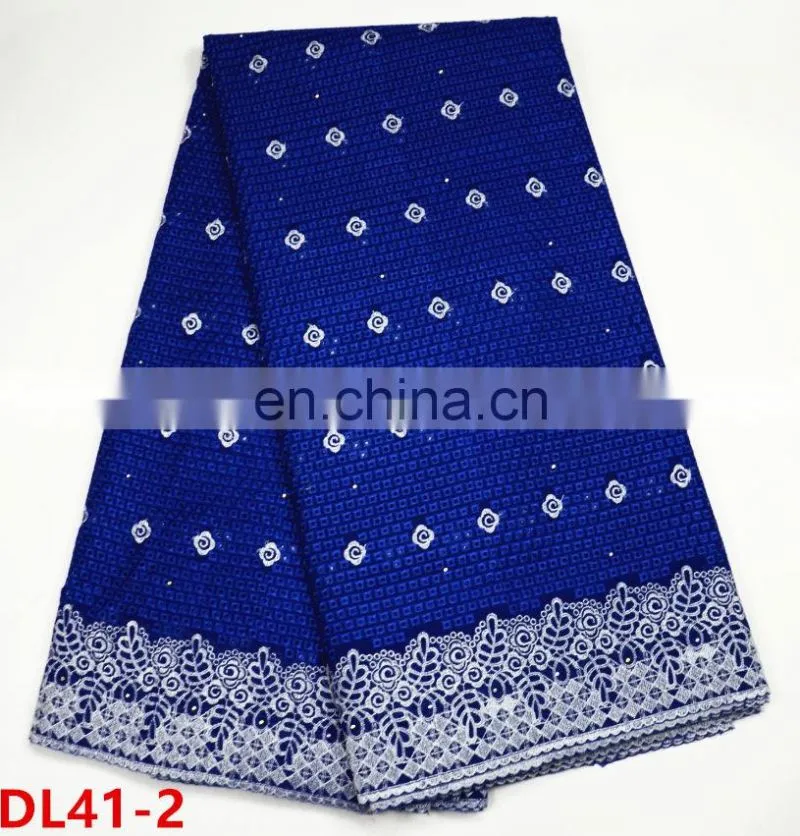 100% Cotton Fabric Purple Nigerian Dry Lace With Stones For Women