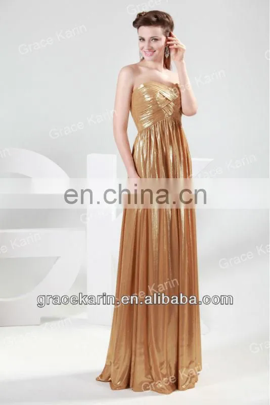 2015 Luxurious Golden Evening Prom Party Gowns Long Dresses CL4418