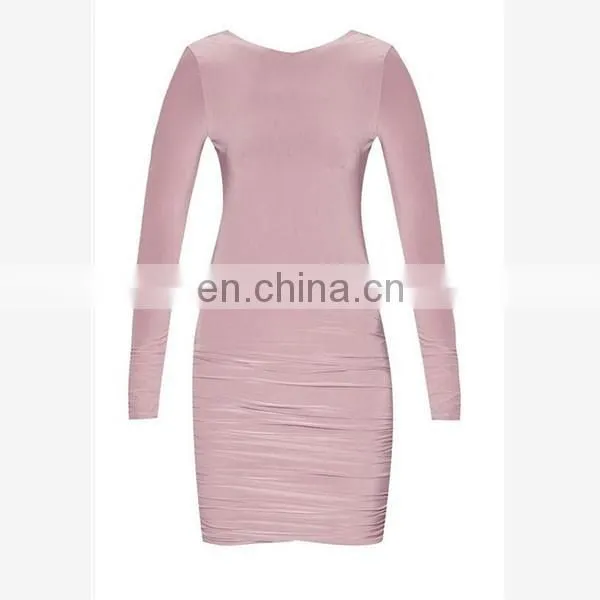 Latest Sexy Women Wear Fashion Dress Slinky Drape Back Ruched Bodycon Dress
