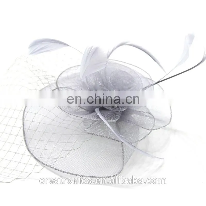 High Quality Elegant Design Rose Flower Handcraft Fascinator Hats With Veil Bridal Hair Accessories