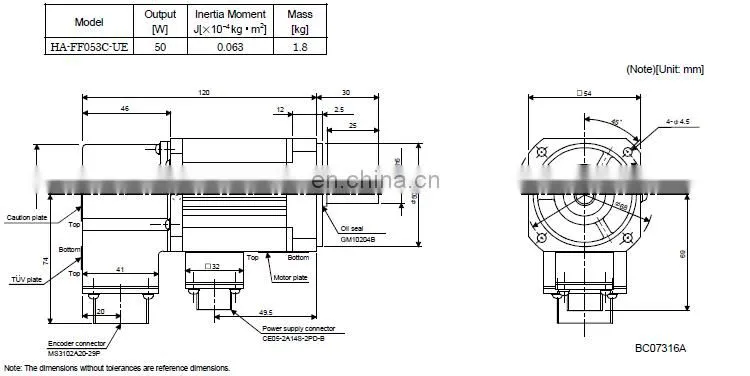 MITSUBISHI 89V 50W servo motor HA-FF053C-UE