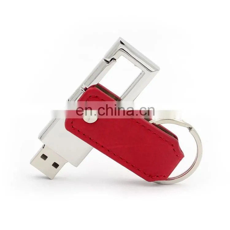 New Customized Logo Pendrive Leather USB 3.0 Flash Drive Gift with Metal Box Packing