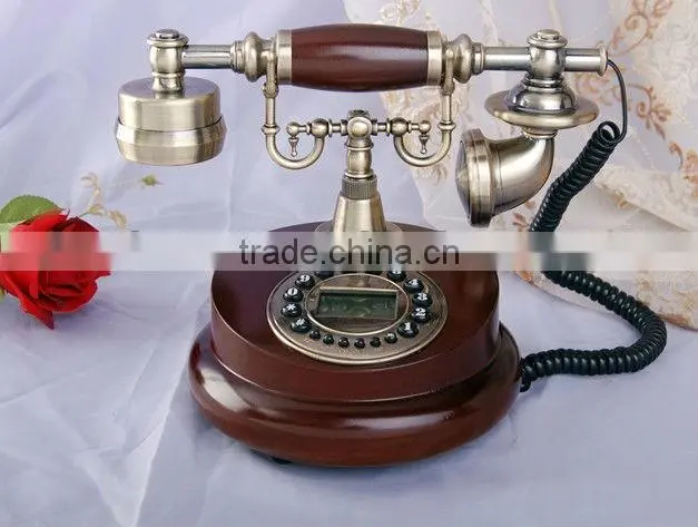 Hot sale wood corded antique telephone with LCD display
