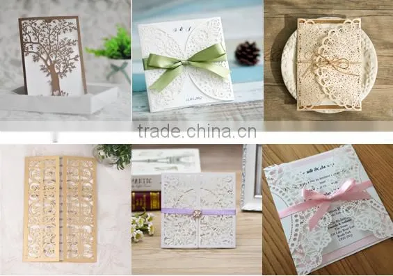 2016 Handmade Silver Glitter Paper Luxury Brooch Wedding Invitation Cards