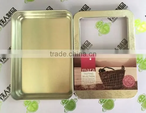 Square Small Tin Metal Box with PET Window