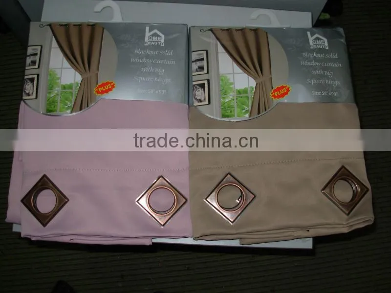 BLACKOUT SOLID WINDOW CURTAIN WITH BIG SQUARE RINGS