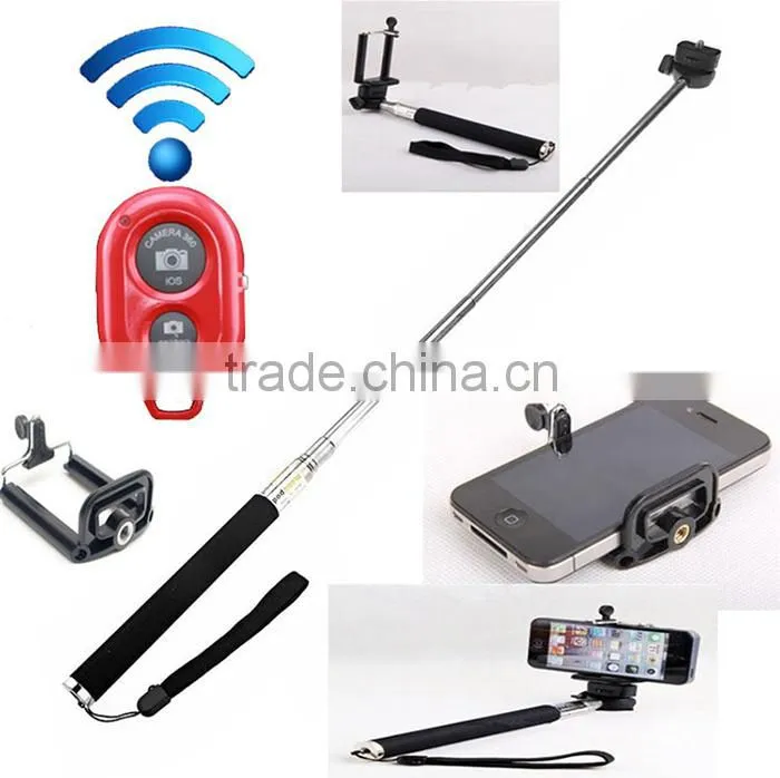 2015 hot selling bluetooth selfie stick with bluetooth remote shutter button
