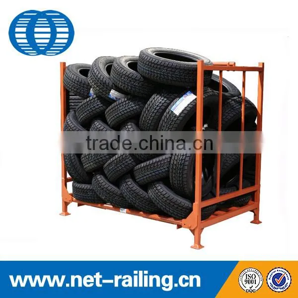 Stacking metal foldable warehouse tire rack wholesale
