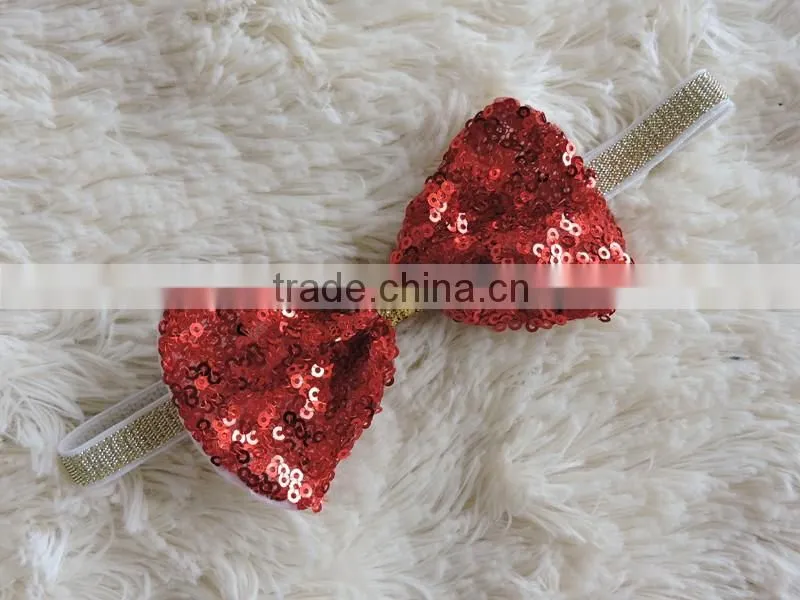 Wholesale kids headband baby girls hair accessories bow sequined headband