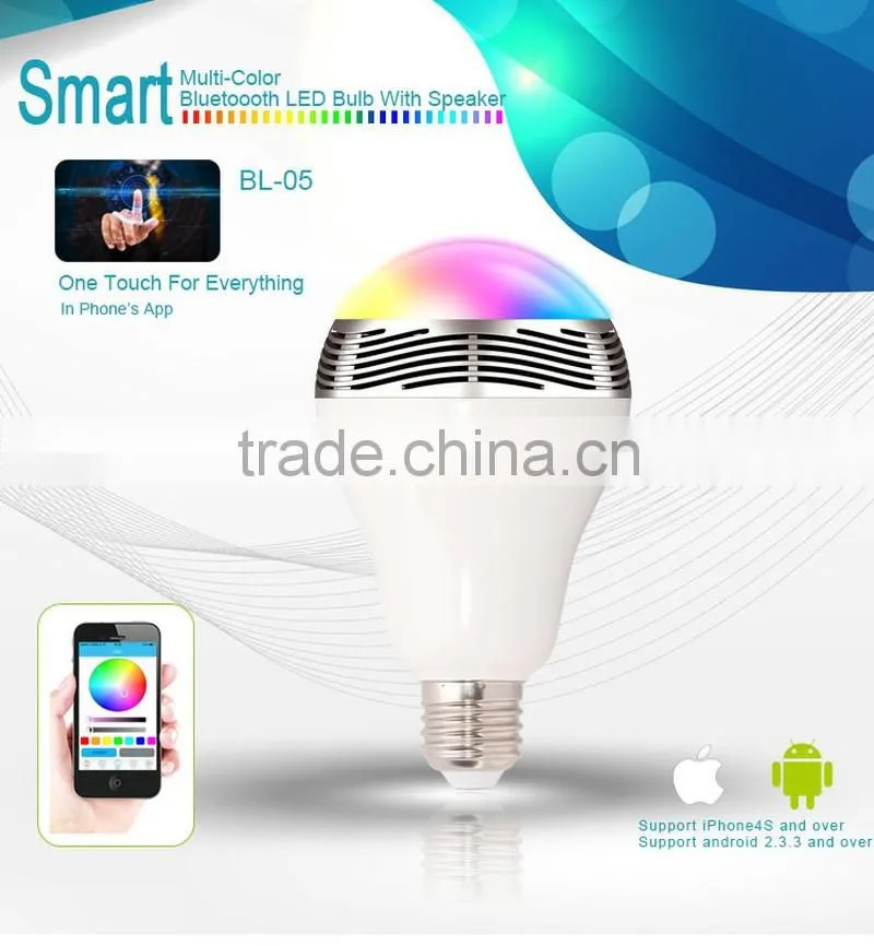 Android Iphone Compatible Smart Bulb Bluetooth Audio Speakers 3W E27 LED RGB Music Bulb colorful bluetooth smart led light bulb
