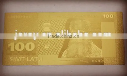 Gold plated banknotes Latvia 100 latu Banknote