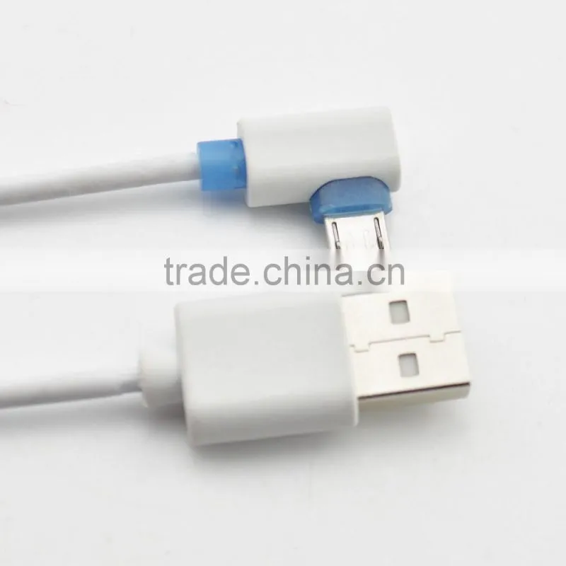 High speed 90 degree micro usb charging cable 90 Degree right/left Angle USB Cable