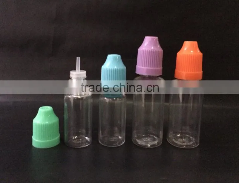 PETe liquid bottle, thin drop tip and child proof cap