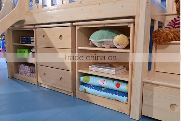 Boy's room kids solid bunk bed with slide,bunk bed with staircase#SP-C102C