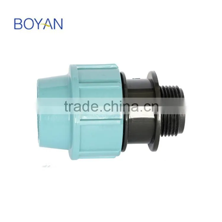 BOYAN zhejiang taizhou light blue plastic pipe fitting PP compression male adaptor