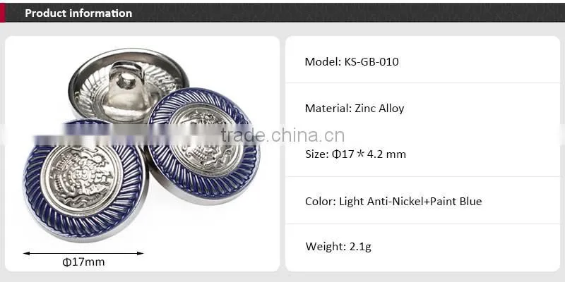 Beautiful Fashion Alloy Custom Metal Cloth Button