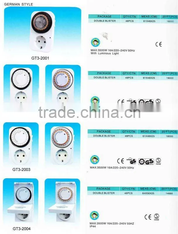 GT3-2001 German type mechanical timer switch
