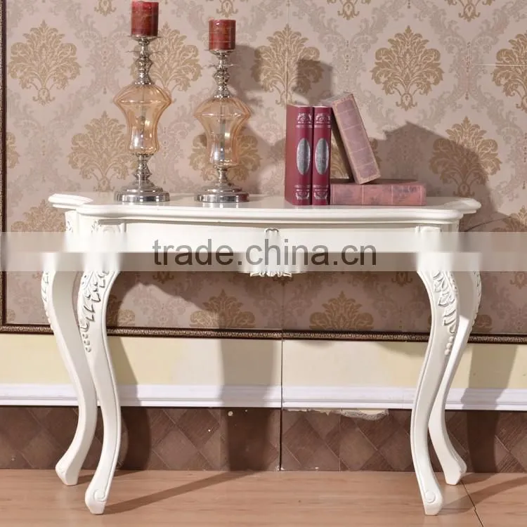 Italy Design Luxury Dining Room Silver Painted Carving Classic Console Table