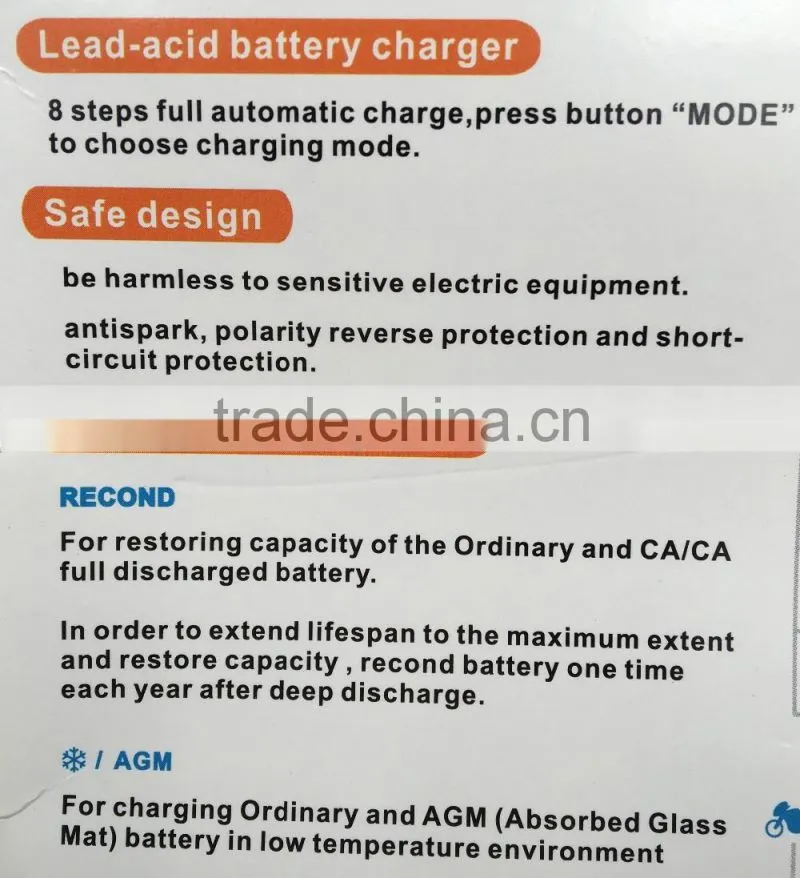 8 Steps Full Automatic Intelligent CAR BATTERY CHARGER 6V 12V
