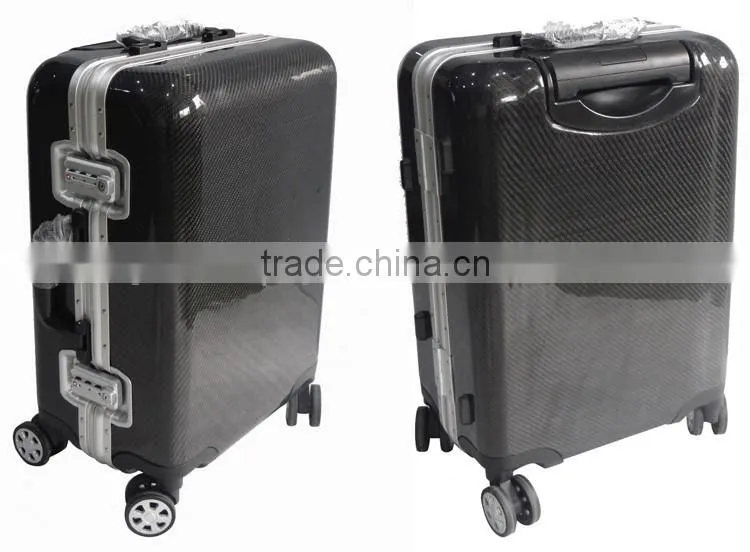 Hot Custom carbon fiber travel suitcase 20 inch , super strong Code Lock smart suitcase with caster wheels