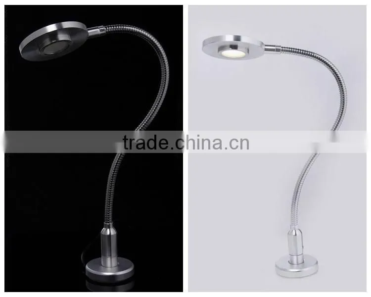 Aluminum silver color LED wall lamp withflexible gooseneck /Hotel Table Lamp